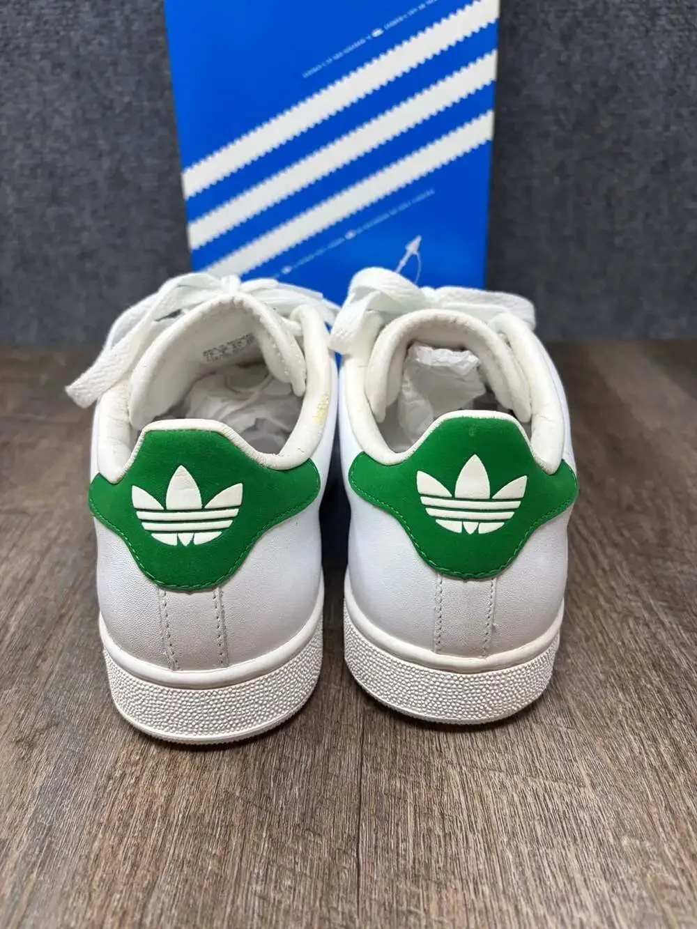 Adidas Stan Smith Womens 7.5 Youth 6 White Green Leather Sneakers NIB READ